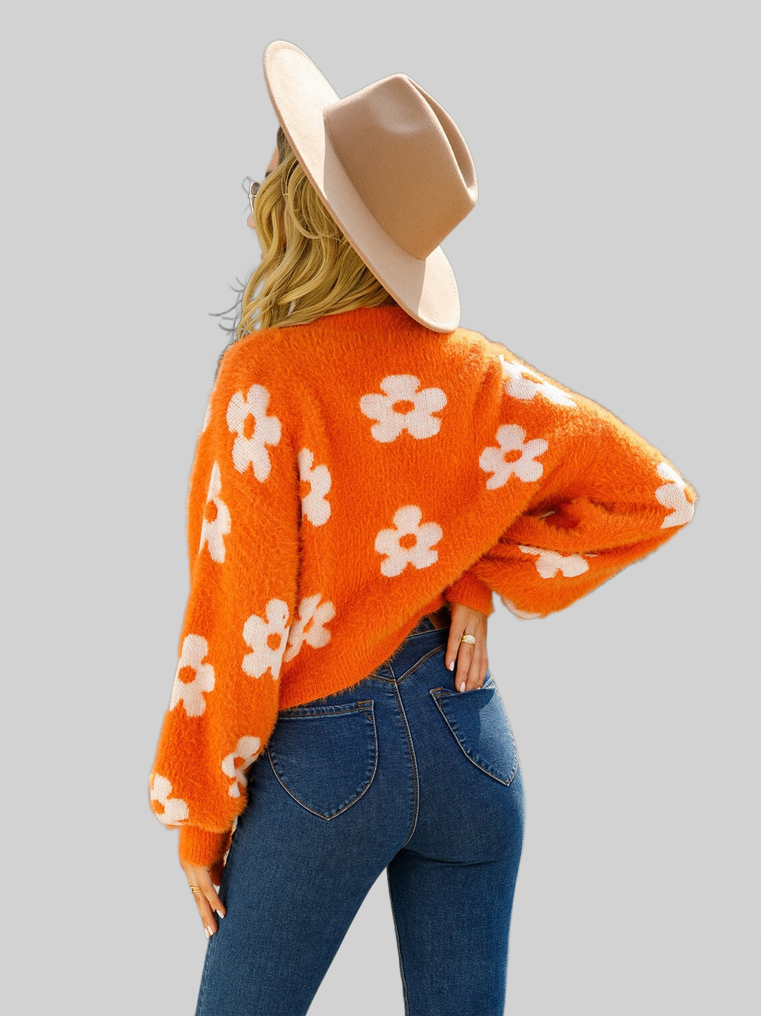 Angel Wings Floral Open Front Fuzzy Cardigan nicholesgifts
