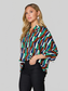 Women Double Take Full Size Geometric Notched Dolman Sleeve Top nicholesgifts