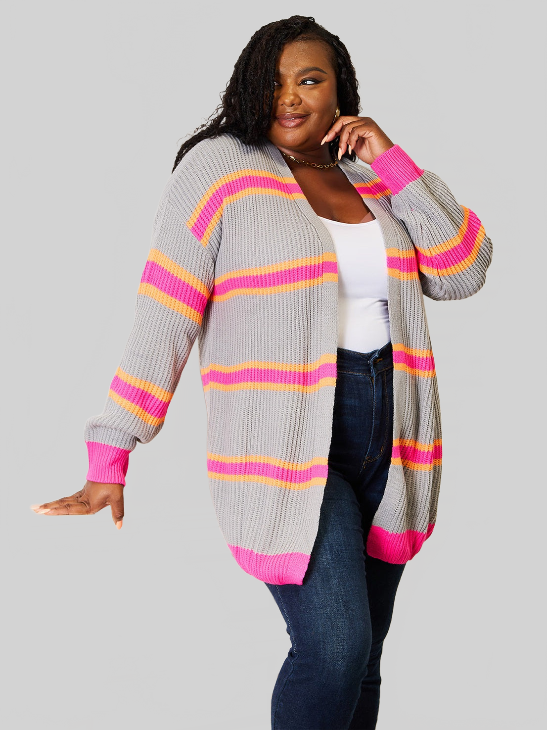 Woven Right Ribbed Long Sleeve Cardigan nicholesgifts