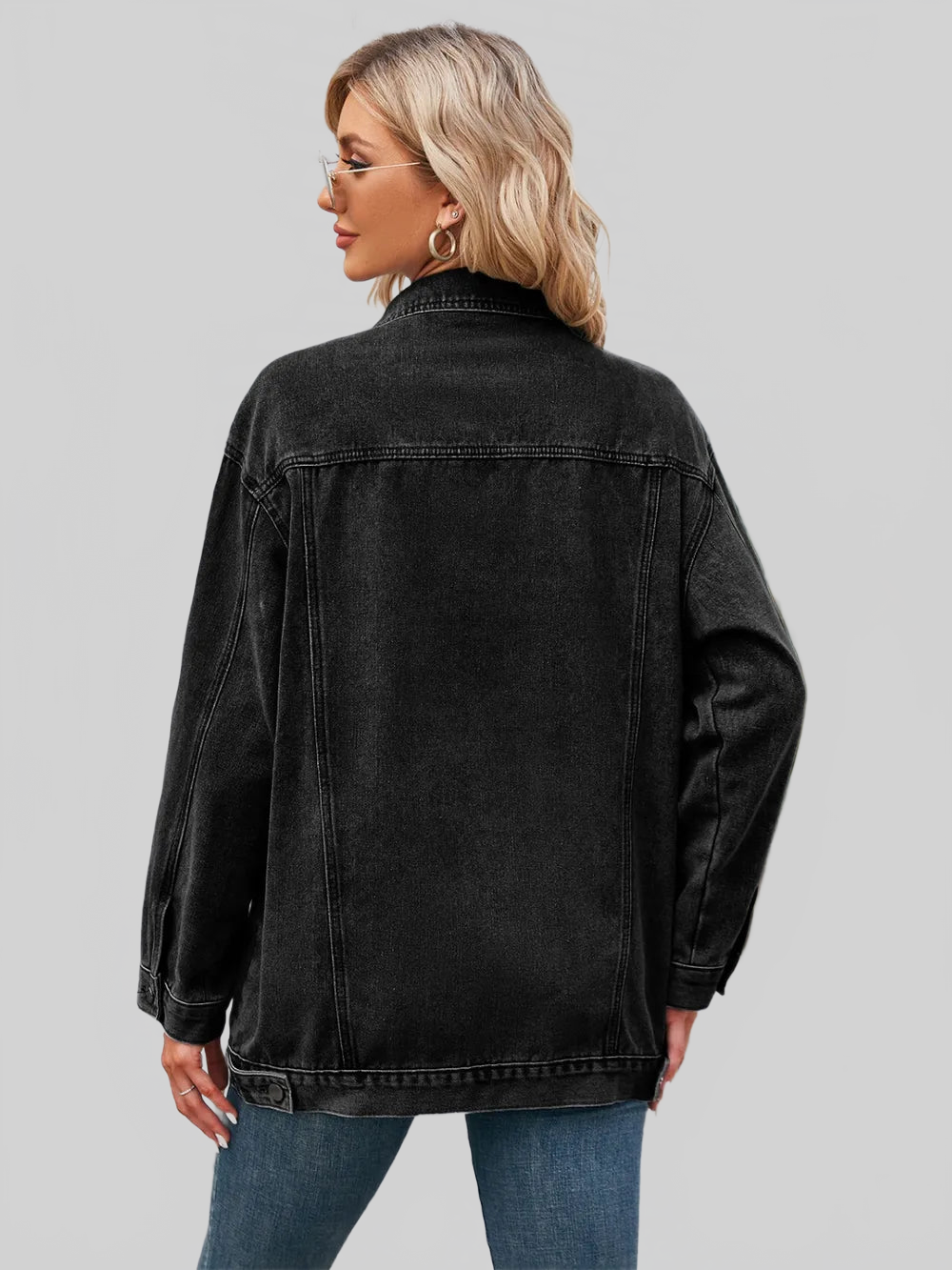 Button Up Long Sleeve Denim Jacket nicholesgifts