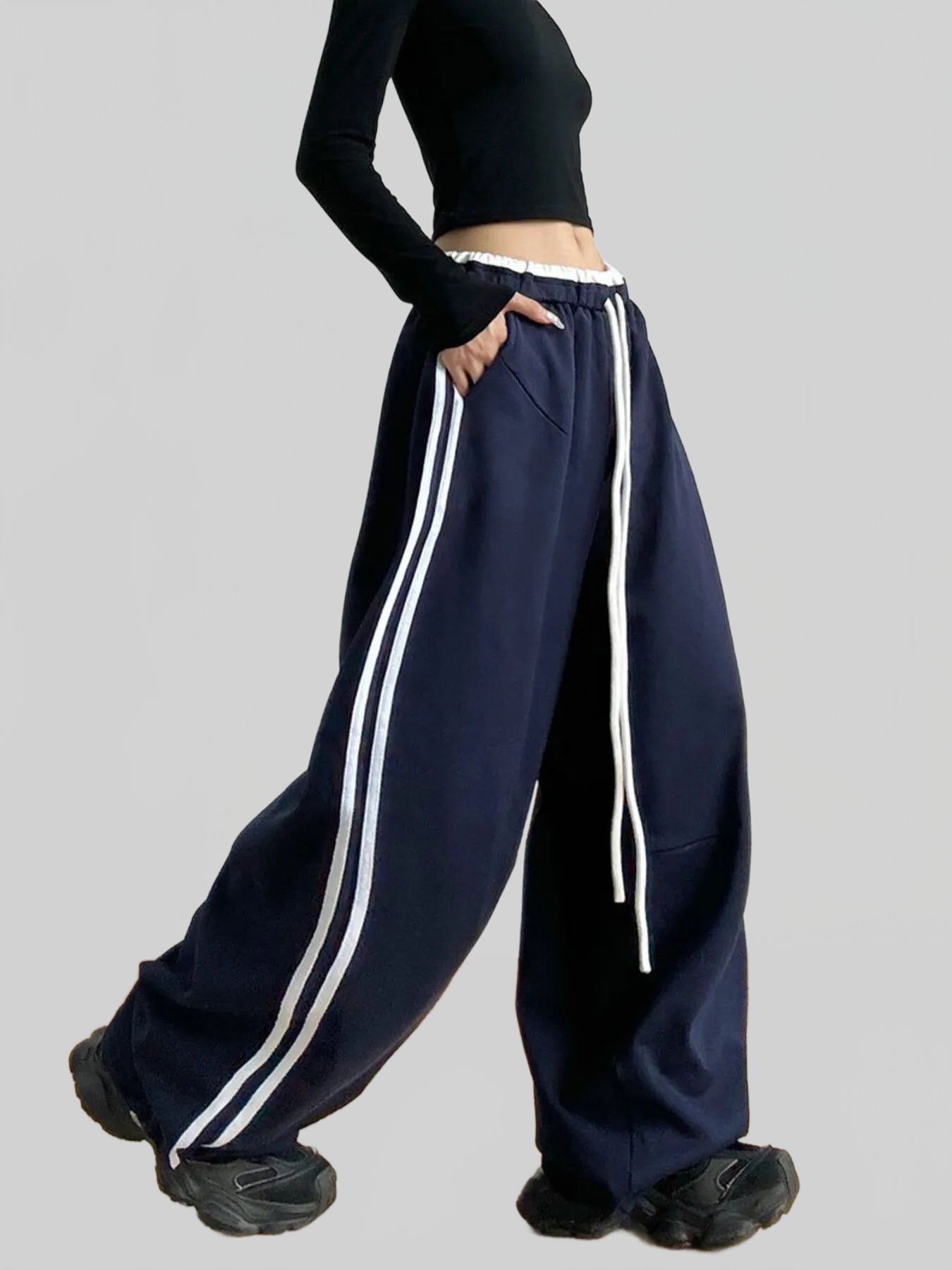 Women Wide Leg Drawstring Pants nicholesgifts