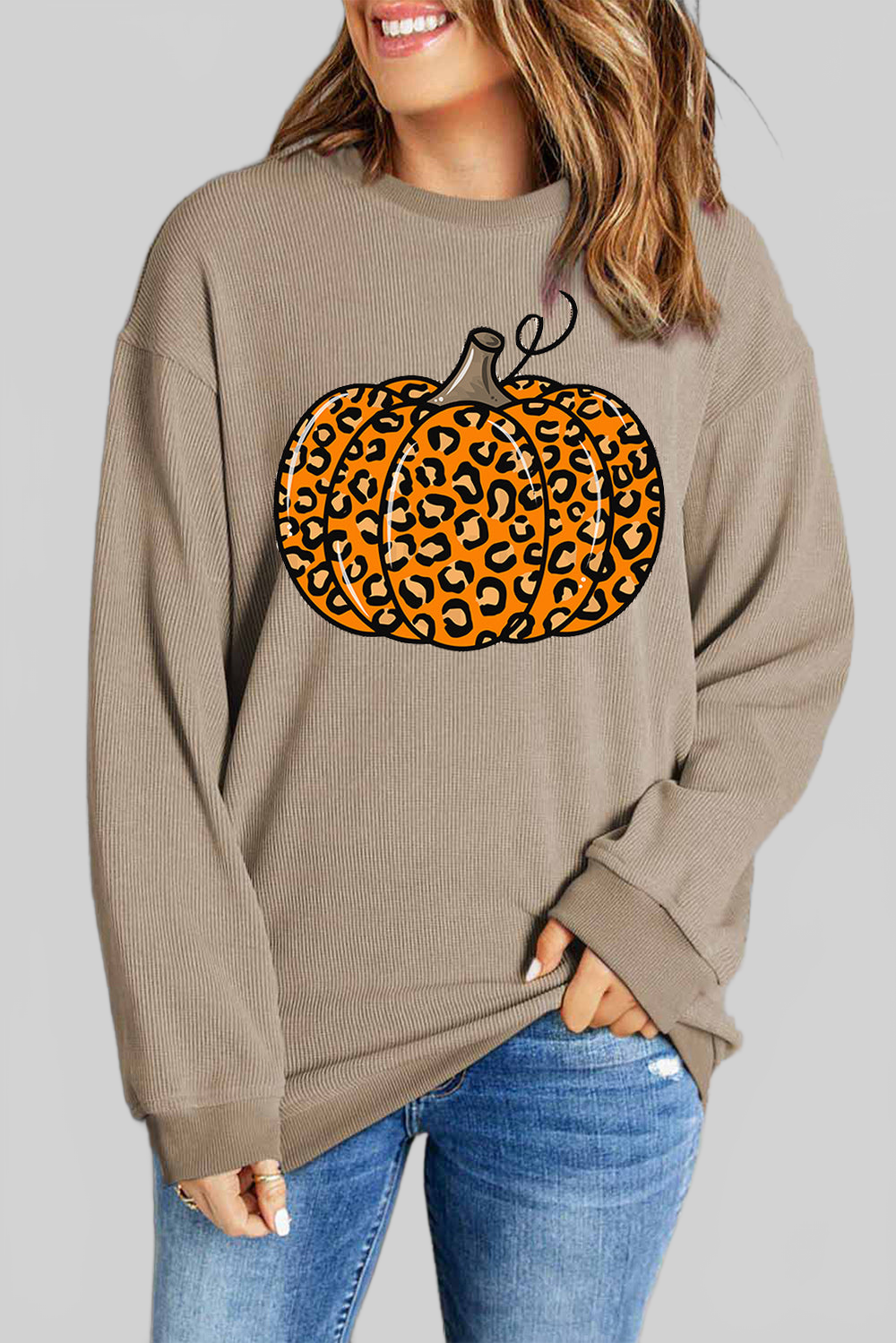 Pumpkin Round Neck Long Sleeve Sweatshirt nicholesgifts