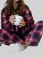 Plaid Collared Neck Button Up Top and Pants Lounge Set nicholesgifts