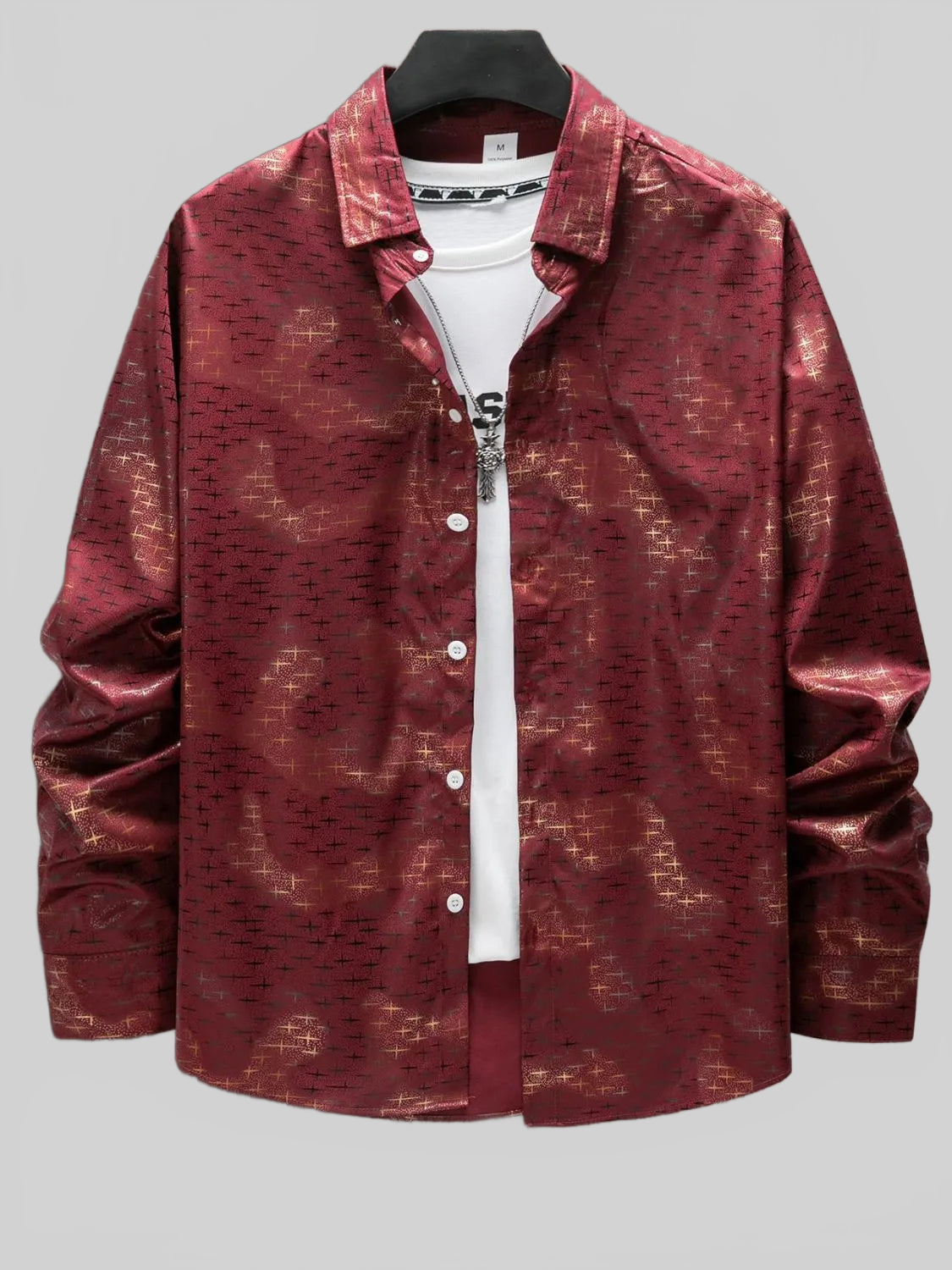Men's Full Size Collared Neck Long Sleeve Shirt Plus Size nicholesgifts
