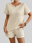 Texture Round Neck Top and Shorts Lounge Set nicholesgifts