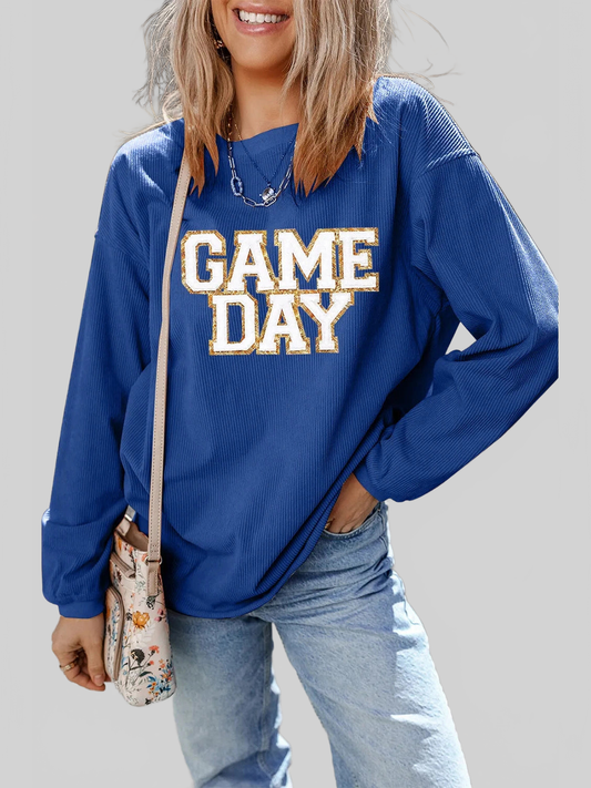 Women Game Day Round Neck Long Sleeve Sweatshirt nicholesgifts