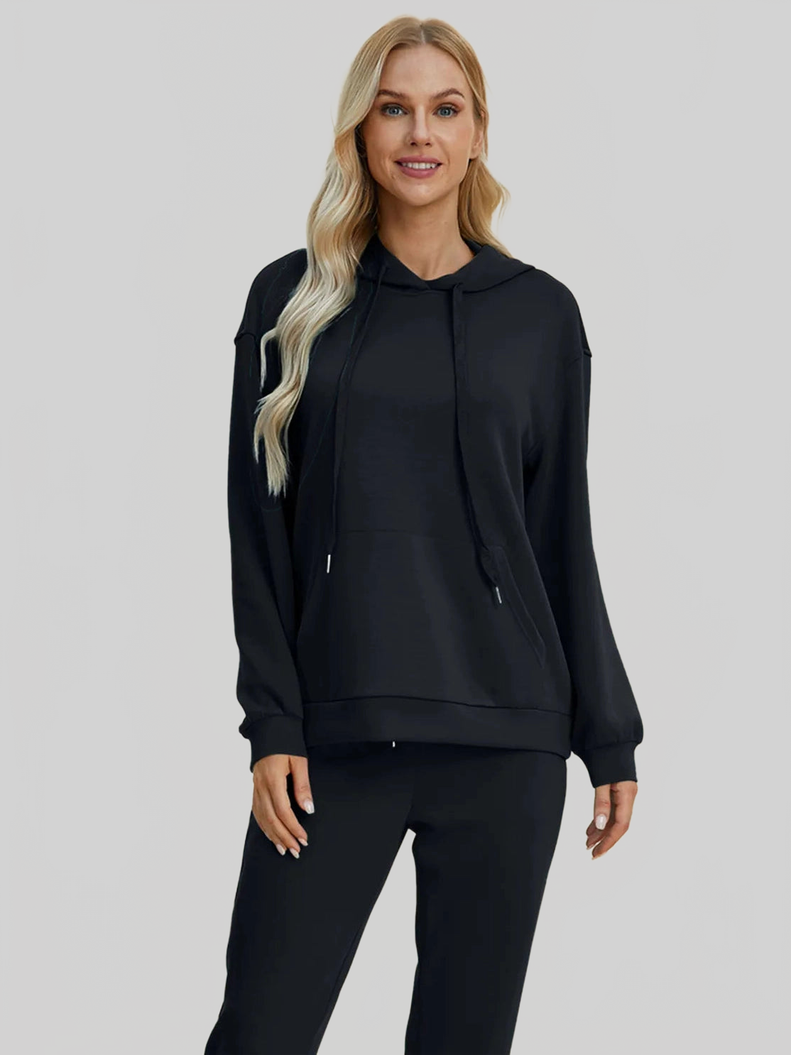 Basic Bae Full Size Air Scuba Drawstring Long Sleeve Hoodie with Kangaroo Pocket NicholesGifts