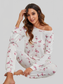 Flamingo Long Sleeve Top and Pants Lounge Set nicholesgifts