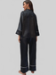 Contrast Piping Button-Up Top and Pants Pajama Set nicholesgifts