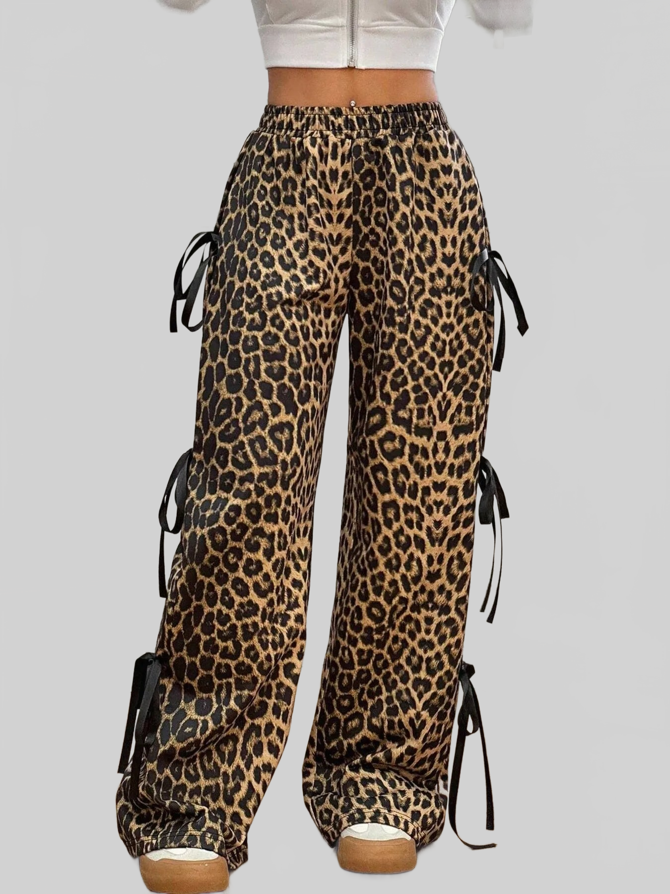Women Cargo Wide Leg Pants with Side Tie Details nicholesgifts