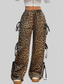 Women Cargo Wide Leg Pants with Side Tie Details nicholesgifts
