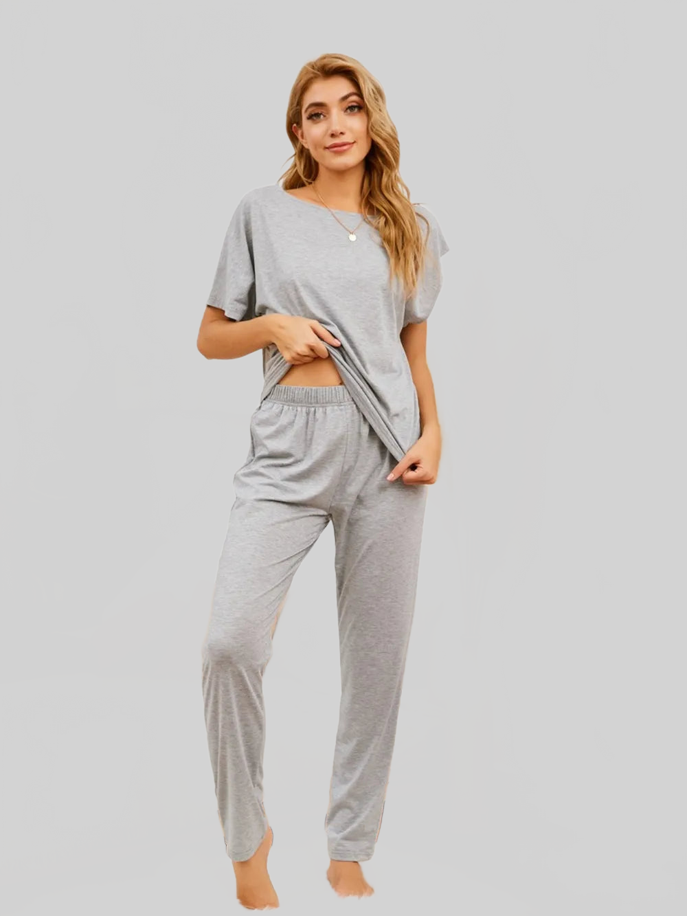 Boat Neck Top and Pants Lounge Set nicholesgifts