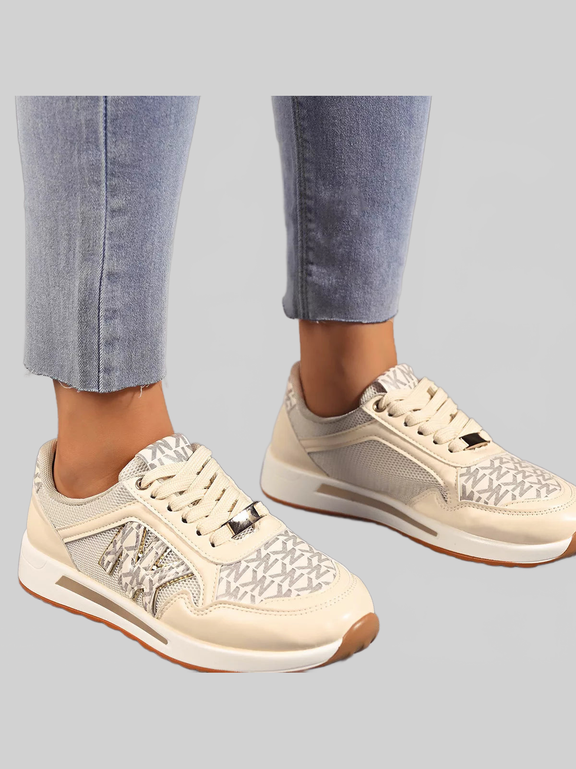 Women Lace Up Round Toe Sneakers nicholesgifts