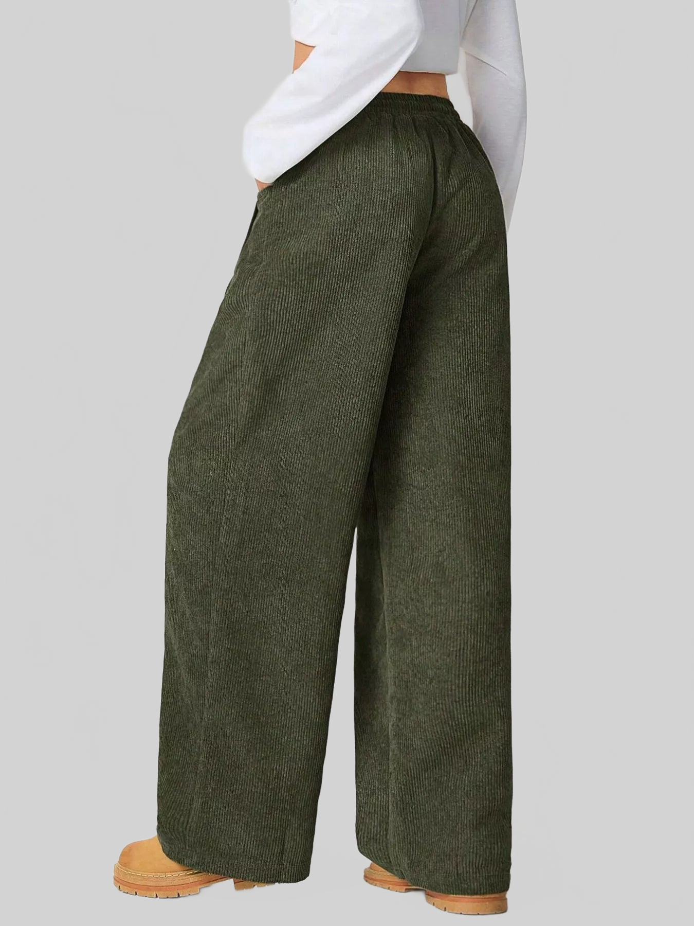 Women Wide Leg Corduroy Drawstring Pants nicholesgifts