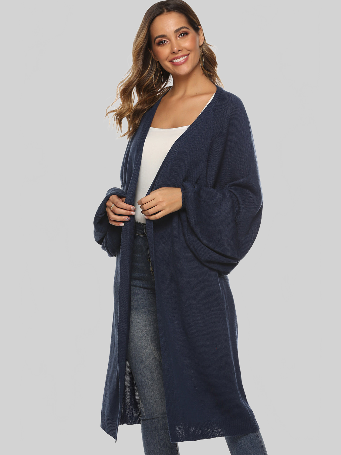 Long Sleeve Open Front Cardigan nicholesgifts