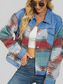 Geometric Button Up Dropped Shoulder Denim Jacket nicholesgifts