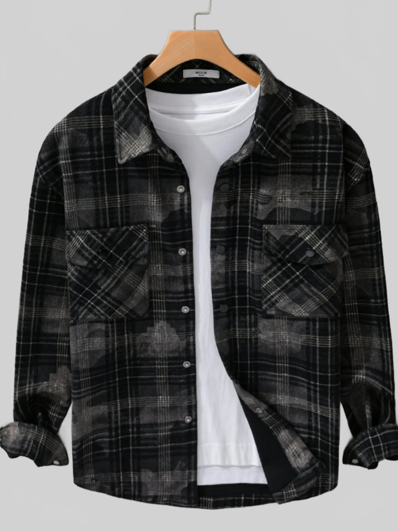 Men's Plus Size Plaid Button Up Long Sleeve Shirt nicholesgifts