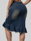 Women Raw Hem Mermaid Denim Skirt nicholesgifts