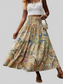 Smocked Printed High Waist Skirt nicholesgifts