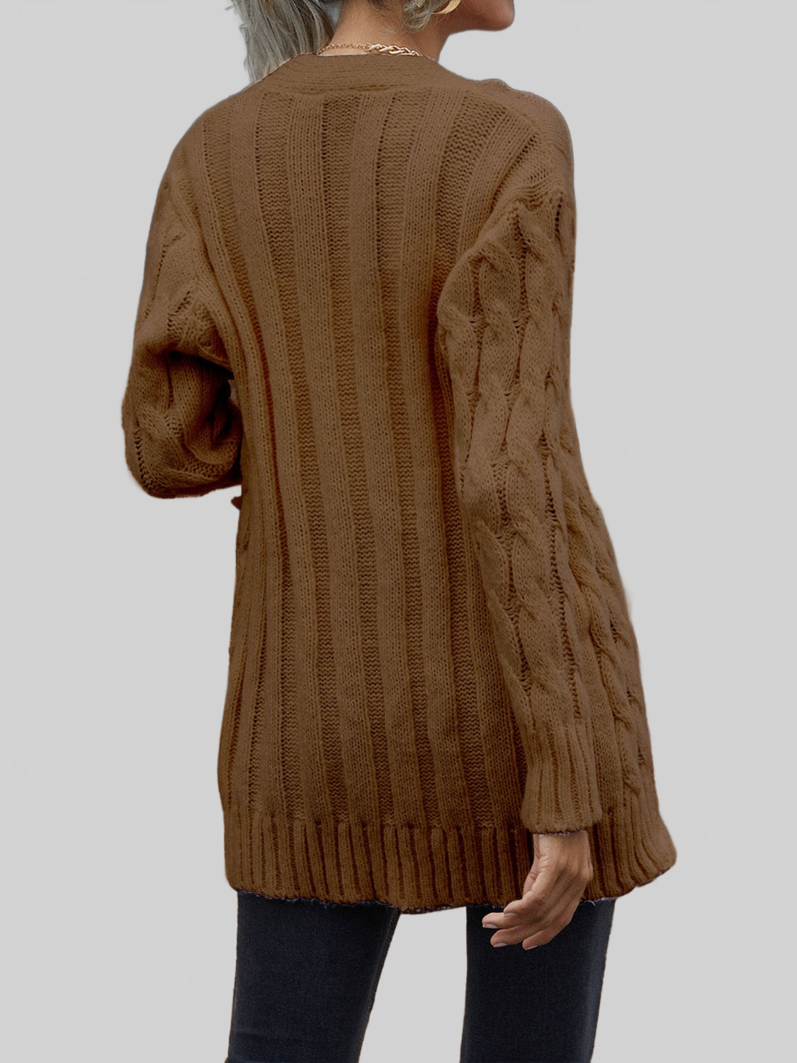 Women Cable-Knit Button Down Cardigan nicholesgifts