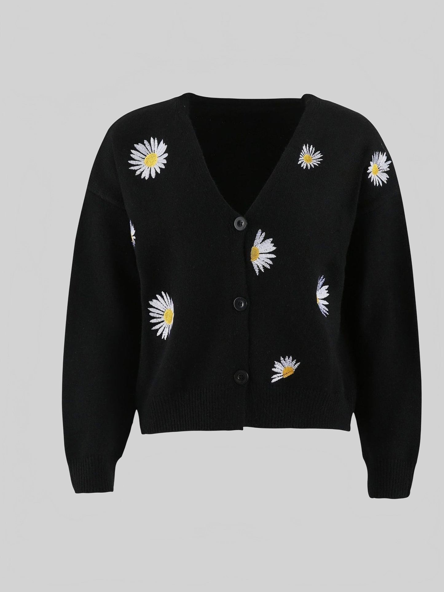 Women Flower Button Front Dropped Shoulder Cardigan NicholesGifts