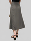 Asymmetric Wrap Midi Skirt with Fluted Hem nicholesgifts