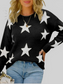 Star Pattern Round Neck Pullover Sweater nicholesgifts