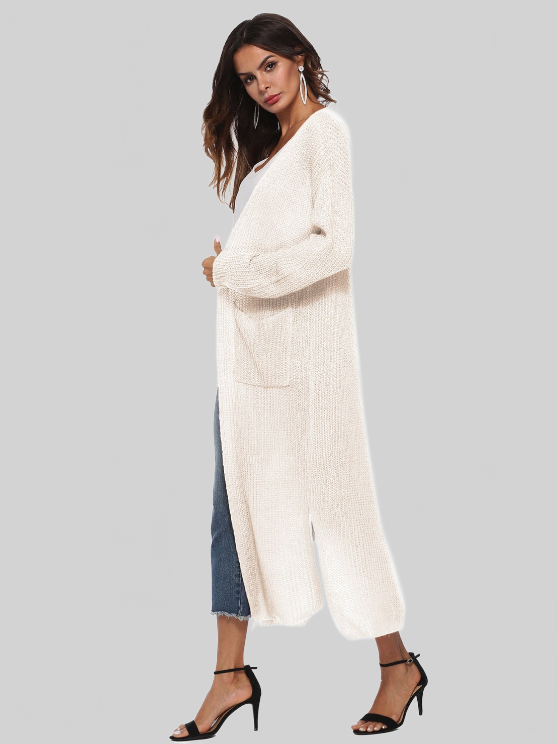 Long Sleeve Open Front Buttoned Cardigan nicholesgifts
