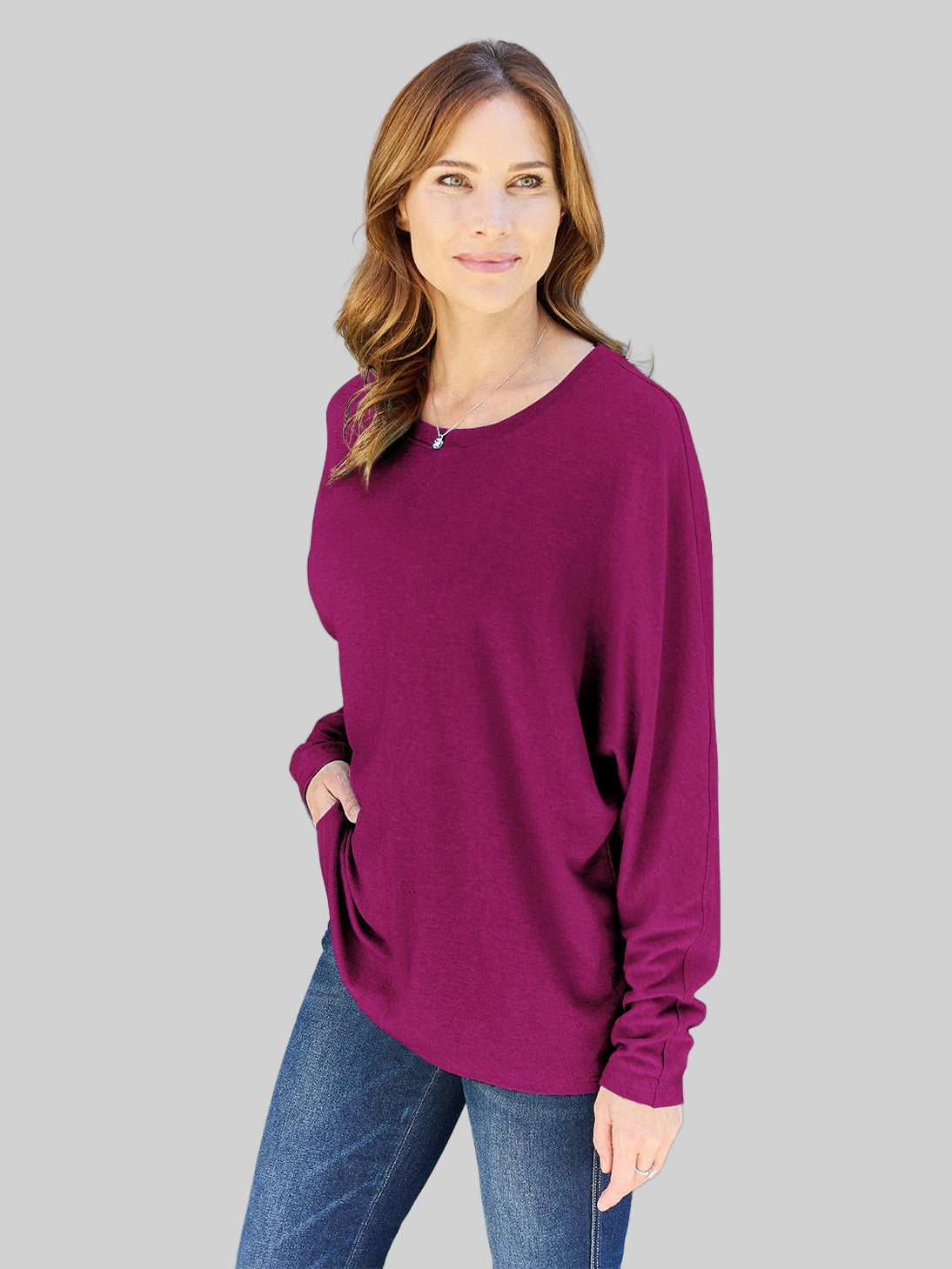 Women Double Take Full Size Round Neck Long Sleeve T-Shirt NicholesGifts
