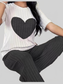 Heart Ribbed Knit Top and Pants Lounge Set nicholesgifts