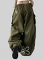 Women Drawstring Wide Leg Cargo Pants nicholesgifts
