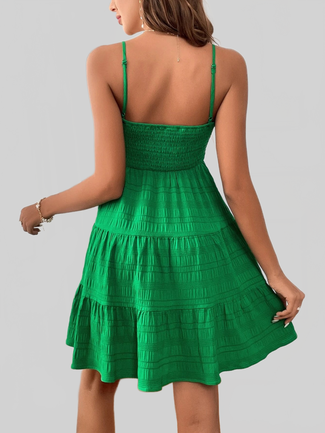 Women Smocked Tiered Sleeveless Mini Summer Dress nicholesgifts