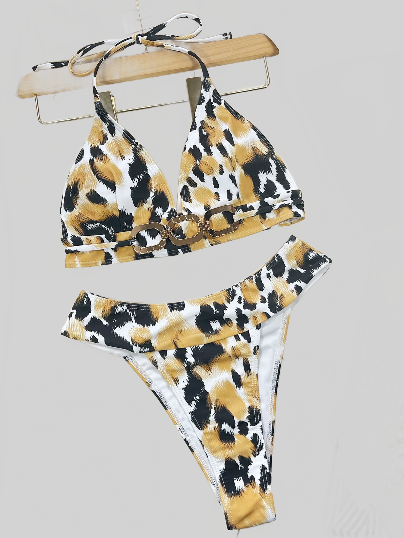Women Animal Print Halter Neck Bikini Set nicholesgifts
