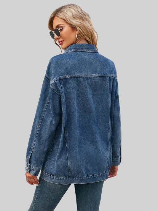 Button Up Long Sleeve Denim Jacket nicholesgifts