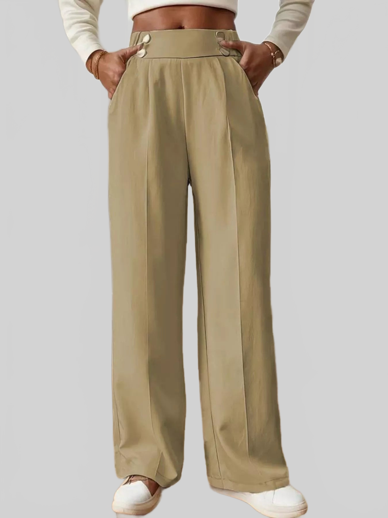 Women Full Size High-Waisted Wide-Leg Pants Plus Size nicholesgifts