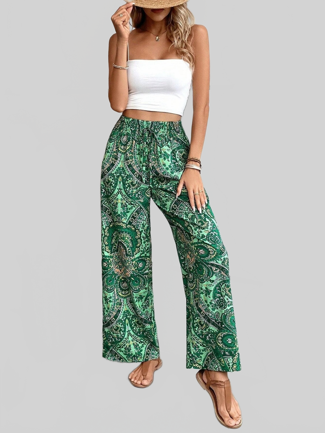 Women Printed Wide Leg Pants NicholesGifts