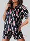Champagne Print Short Sleeve Top and Shorts Set nicholesgifts
