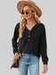 Drawstring Half Button Long Sleeve Hoodie nicholesgifts