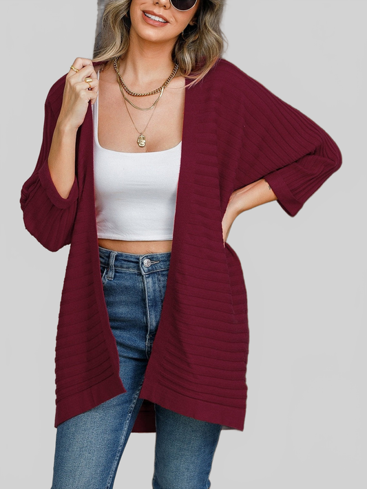 NicholesGifts Women Striped Open Front Knit Cardigan NicholesGifts