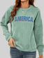 Women American Graphic Dropped Shoulder Sweatshirt nicholesgifts