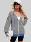 Women Drawstring Striped Zip Up Long Sleeve Hoodie nicholesgifts
