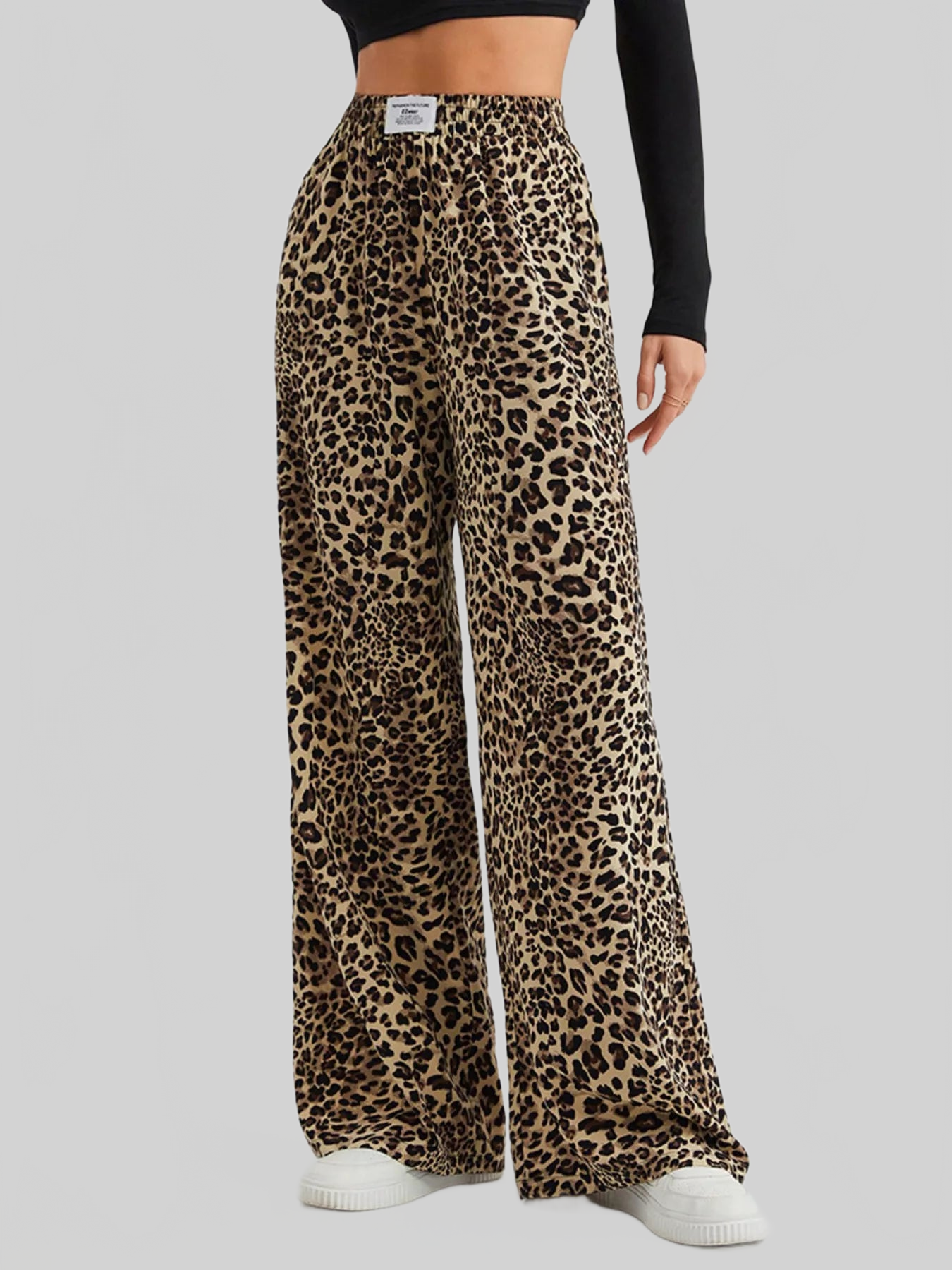 Women Full Size Leopard Print Wide Leg Pants Plus Size nicholesgifts