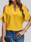 Notched Cold Shoulder Half Sleeve Blouse nicholesgifts