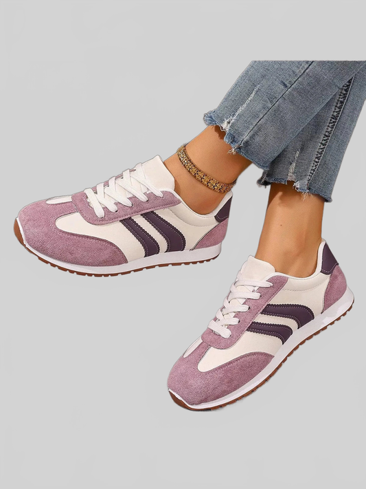 Striped Lace-Up Casual Sneakers nicholesgifts