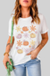 Pumpkin & Flower Round Neck Short Sleeve T-Shirt nicholesgifts