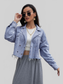 NicholesGifts Women Lapel Collar Long Sleeve Denim Jacket NicholesGifts
