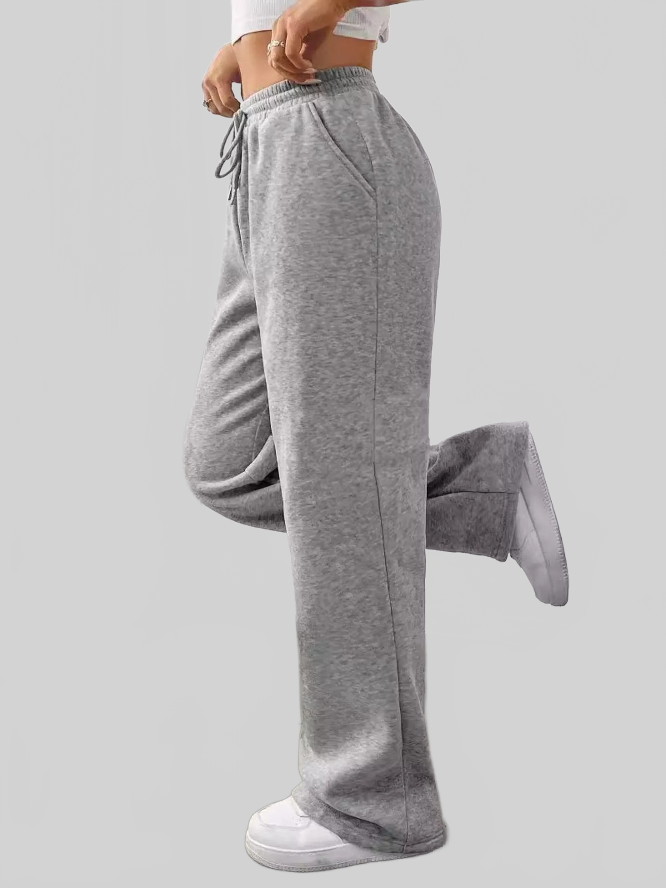 Women Relaxed Fit Drawstring Waist Solid Pants nicholesgifts