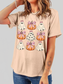 Women Halloween Bowknot Ghost Pumpkin Graphic T Shirt nicholesgifts