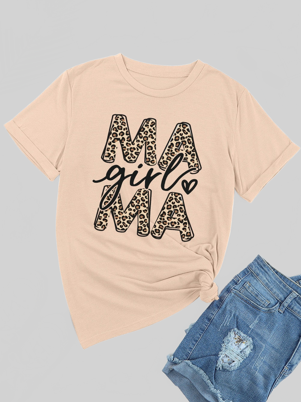MAMA GIRL Round Neck Short Sleeve T-Shirt nicholesgifts