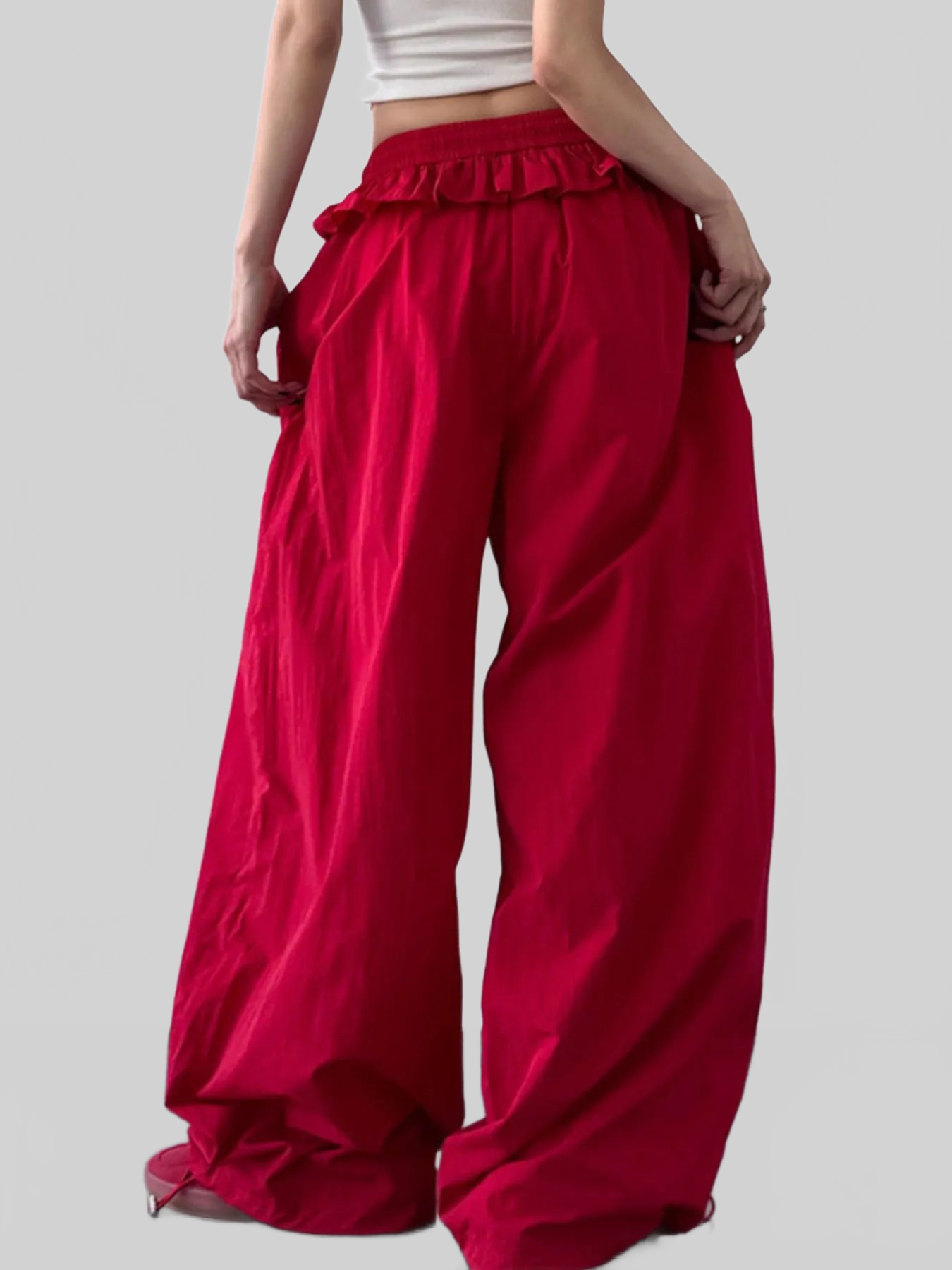 Women Drawstring Wide Leg Pants nicholesgifts